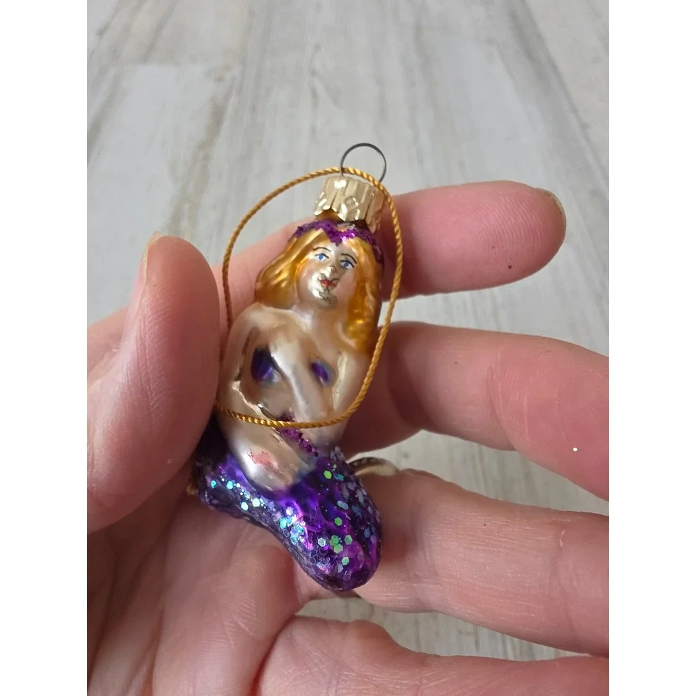 Vintage mini glass‎ mermaid not a call ornament Xmas tree